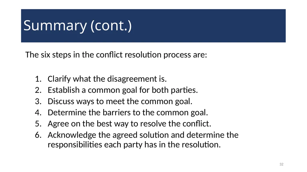 Conflict Resolution Training 2 WELCOME! Conflict - slide 32 of 34