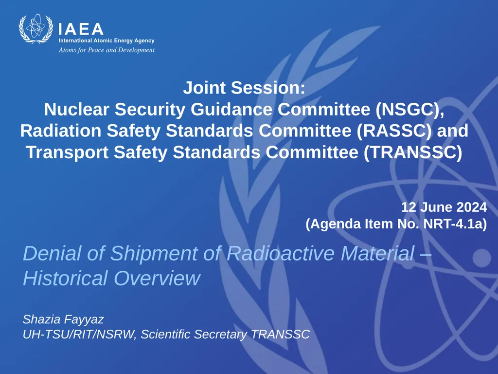Joint Session: Nuclear Security Guidance Committee - slide 1 of 7