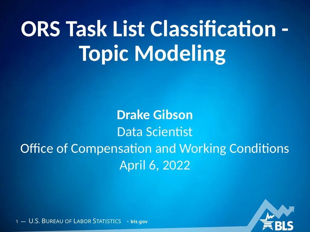 ORS Task List Classification - Topic Modeling - slide 1 of 13