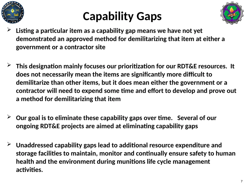 Clarifications on Demilitarization Polices and - slide 7 of 15