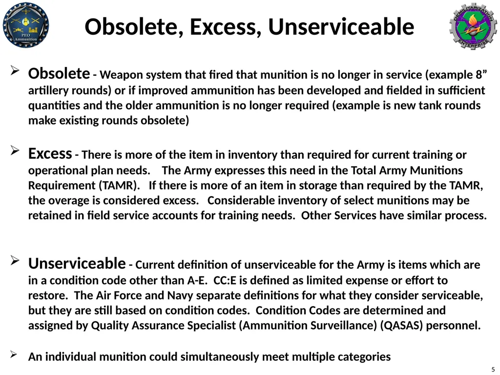 Clarifications on Demilitarization Polices and - slide 5 of 15