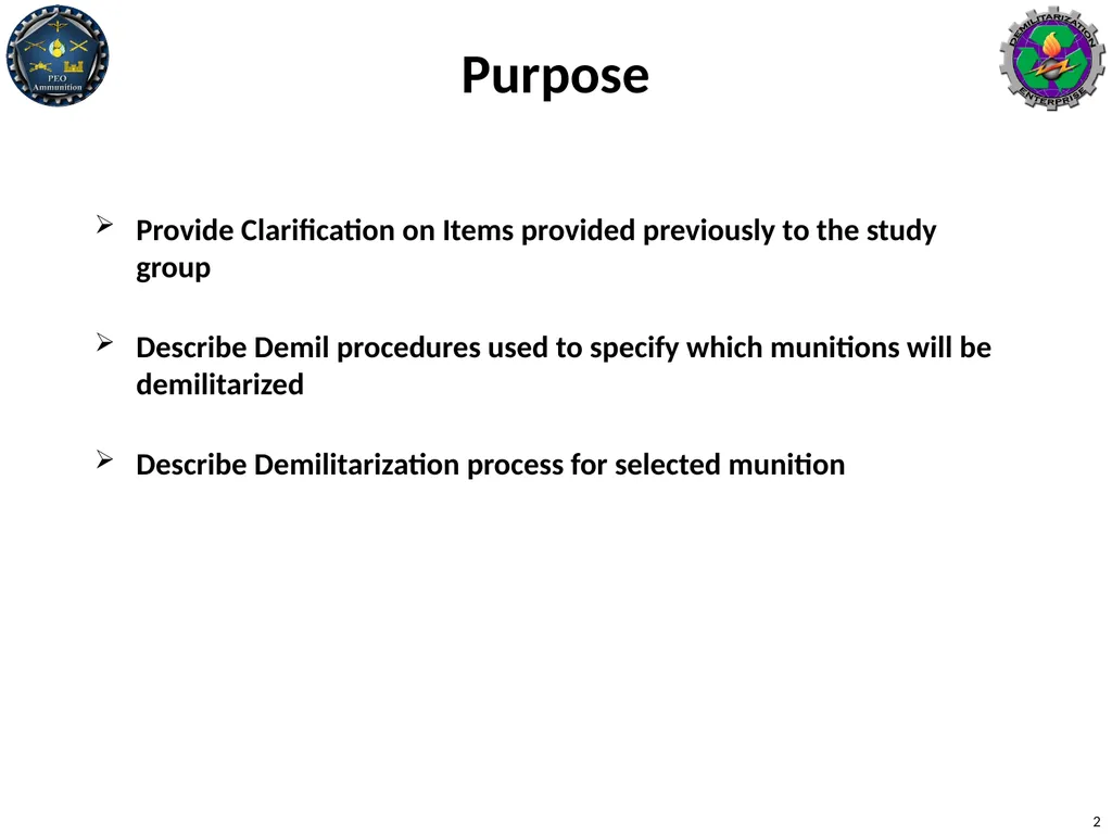 Clarifications on Demilitarization Polices and - slide 2 of 15