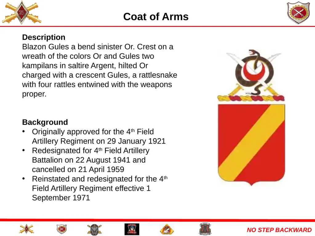 Distinctive Unit Insignia Description A shield - slide 2 of 2