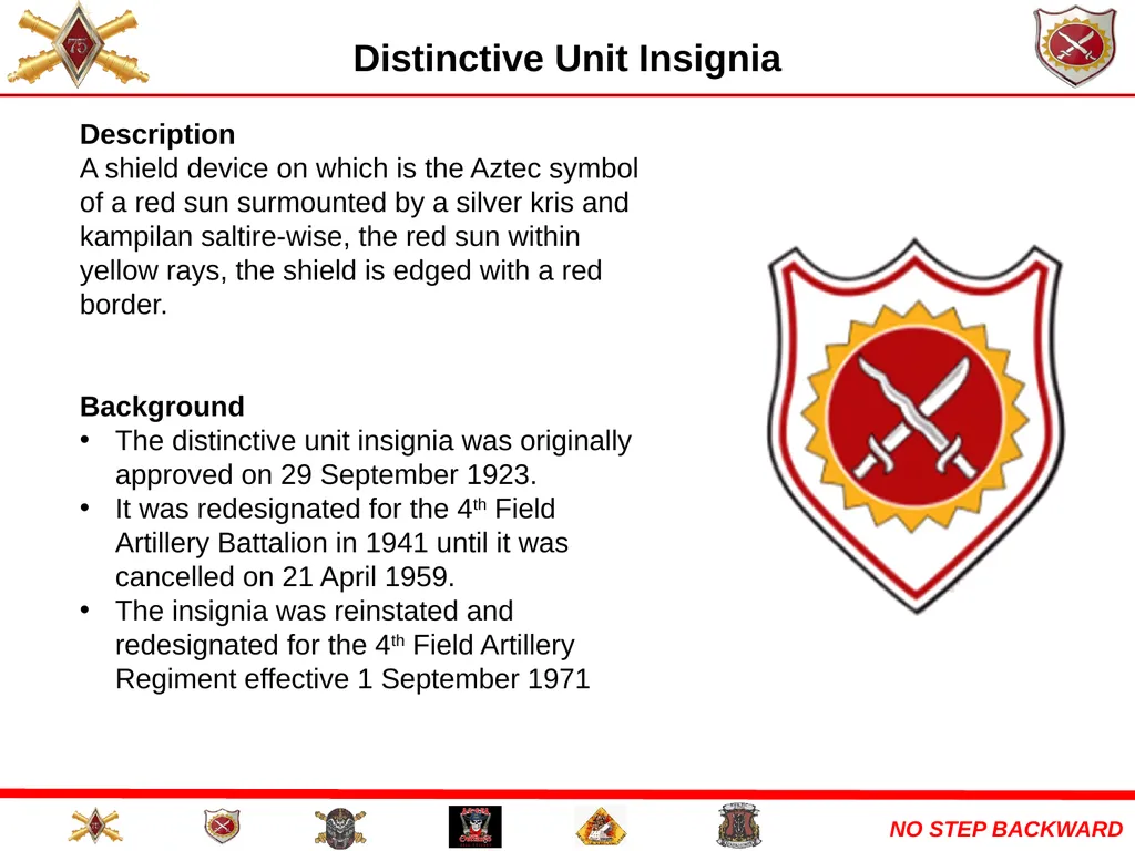 Distinctive Unit Insignia Description A shield
