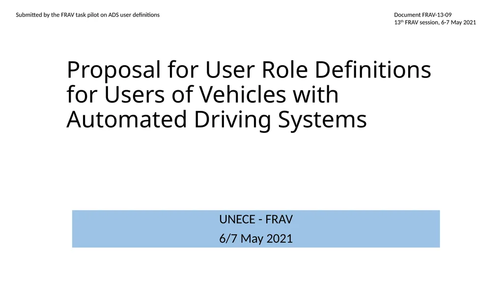 Proposal for User Role Definitions for Users of