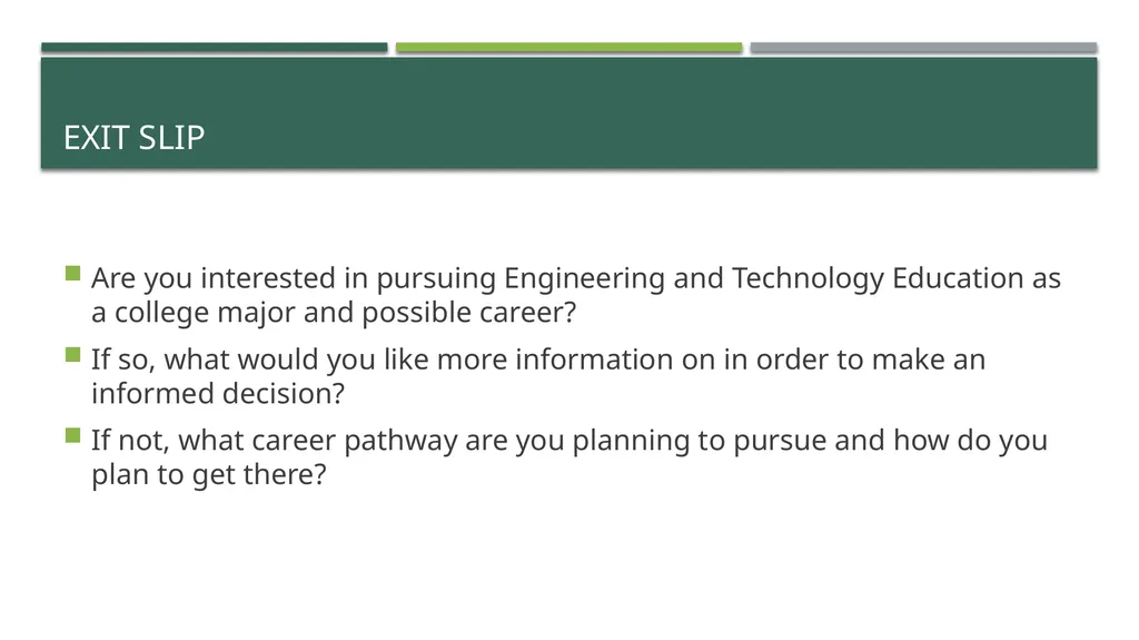 Engineering and Technology Education Teacher name - slide 10 of 10
