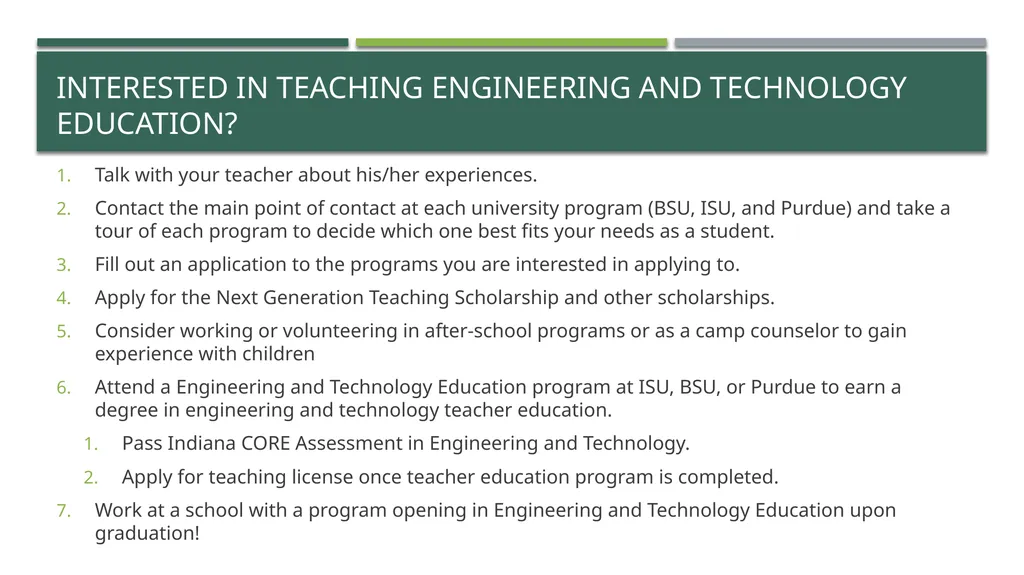 Engineering and Technology Education Teacher name - slide 8 of 10