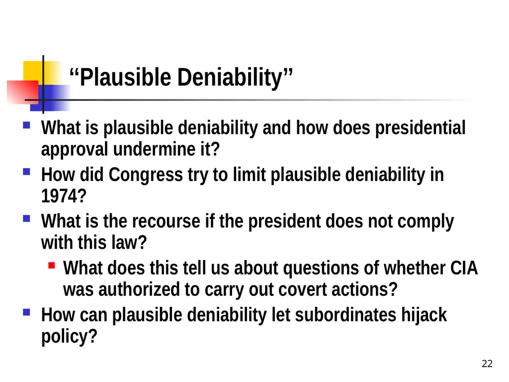 Chapter 19 – Covert Actions Learning Objectives - slide 22 of 31