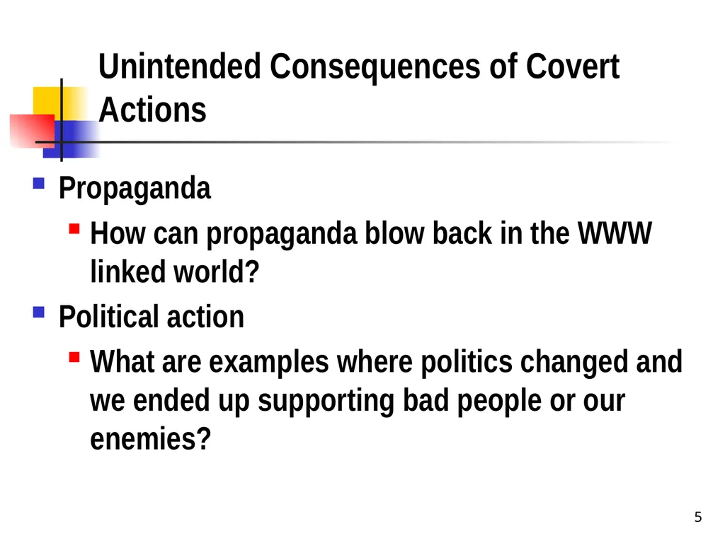 Chapter 19 – Covert Actions Learning Objectives - slide 5 of 31