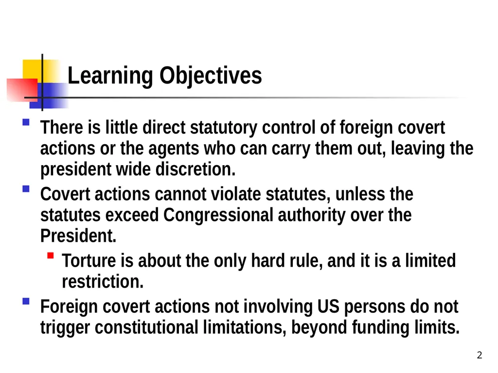 Chapter 19 – Covert Actions Learning Objectives - slide 2 of 31