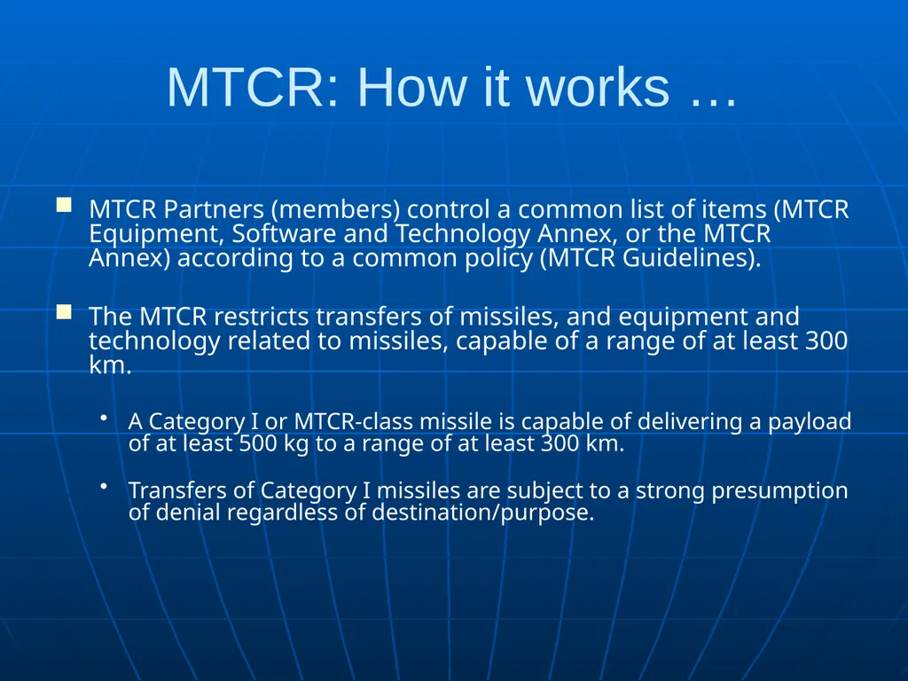 Missile Technology Control Regime (MTCR) Sean - slide 4 of 15