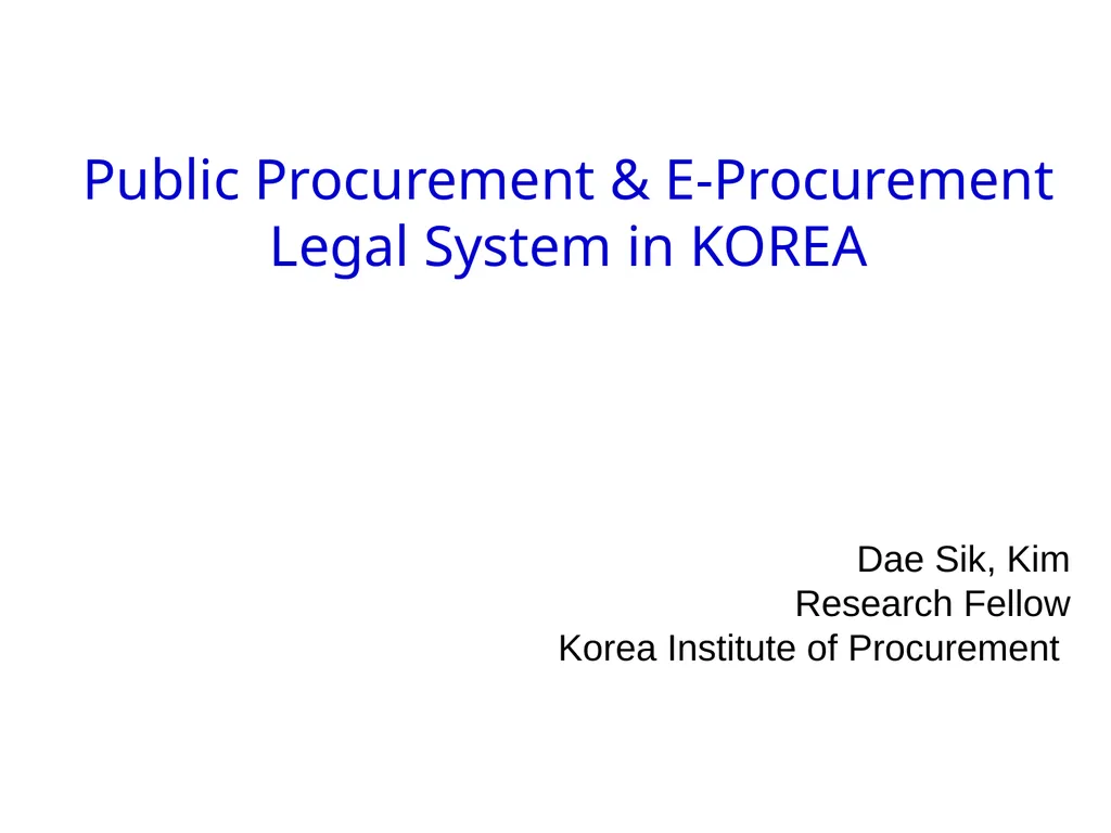 Public Procurement & E-Procurement Legal System in
