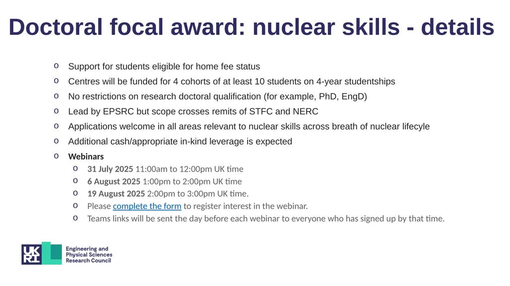 Doctoral focal award: nuclear skills 22 July 2025 - slide 4 of 4