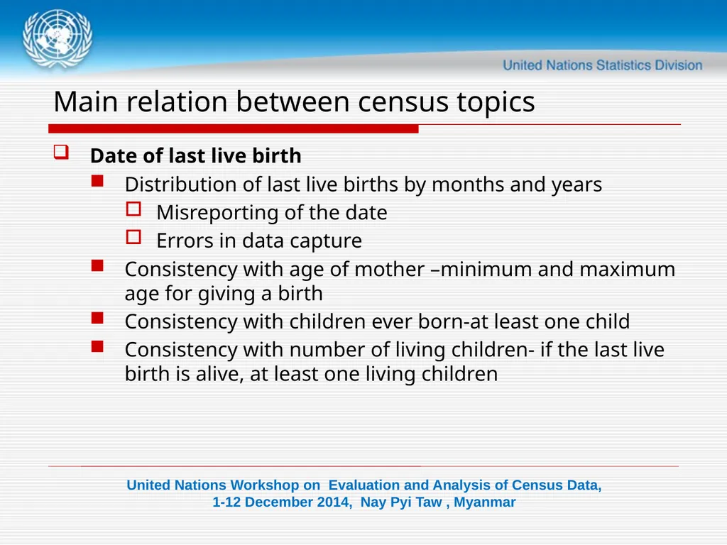 DATA VALIDATION-II Consistency check Objectives - slide 9 of 18