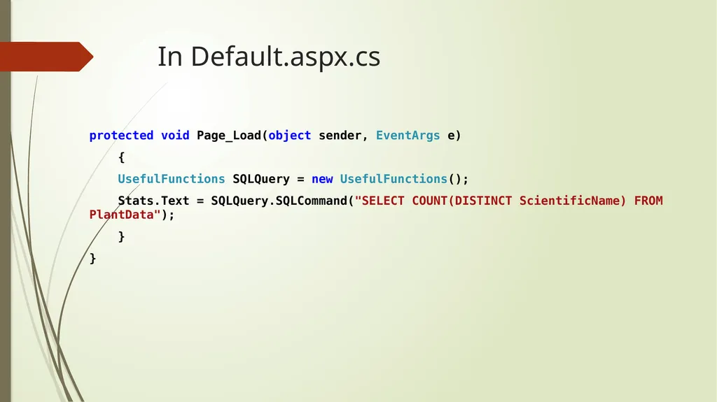 SQL commands from C# and ASP.net SQL commands - slide 8 of 8