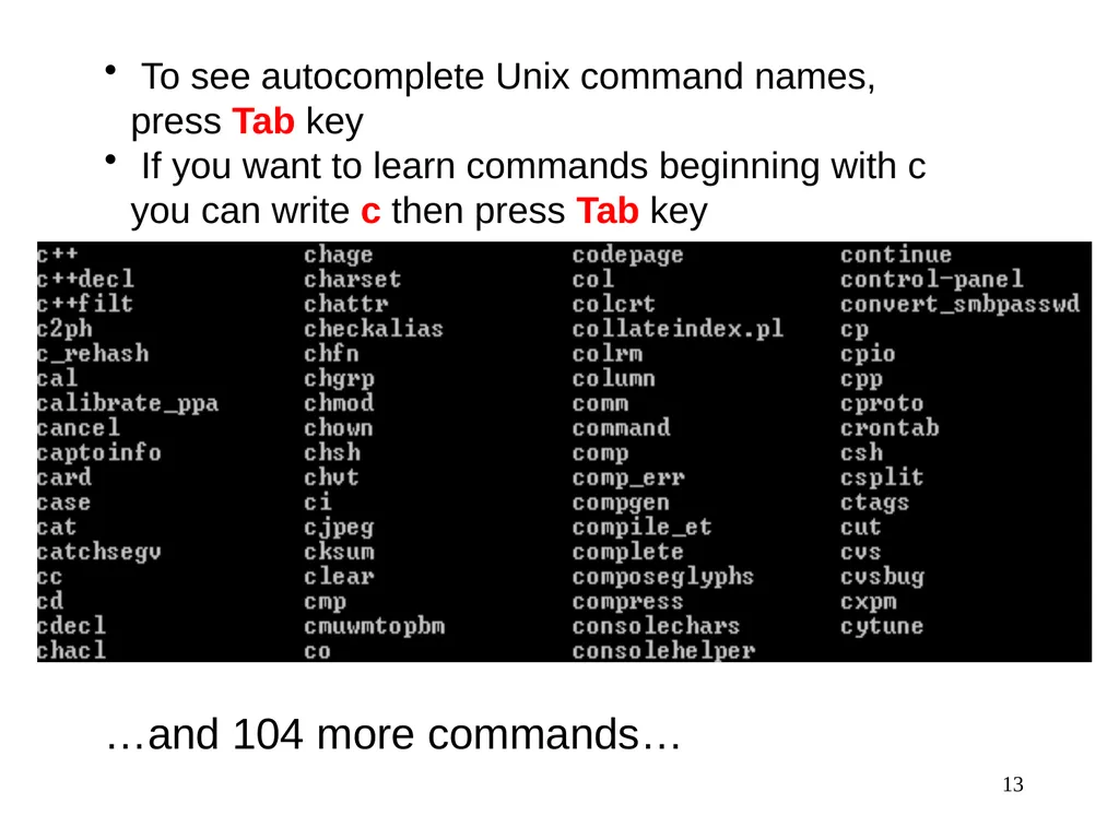 Introduction to Unix: Basic Command Line Commands - slide 13 of 48