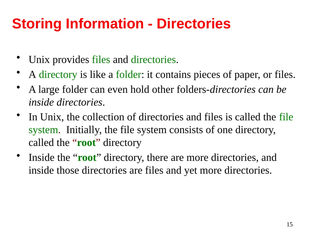 Introduction to Unix: Basic Command Line Commands - slide 15 of 48