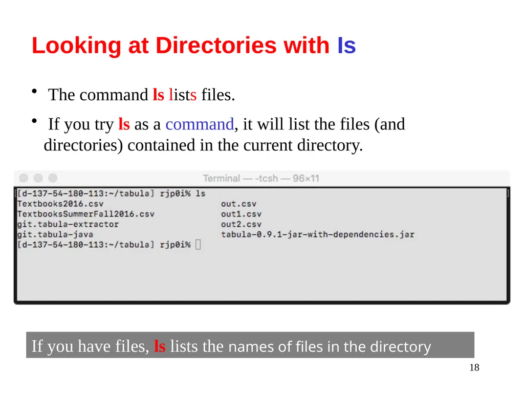 Introduction to Unix: Basic Command Line Commands - slide 18 of 48