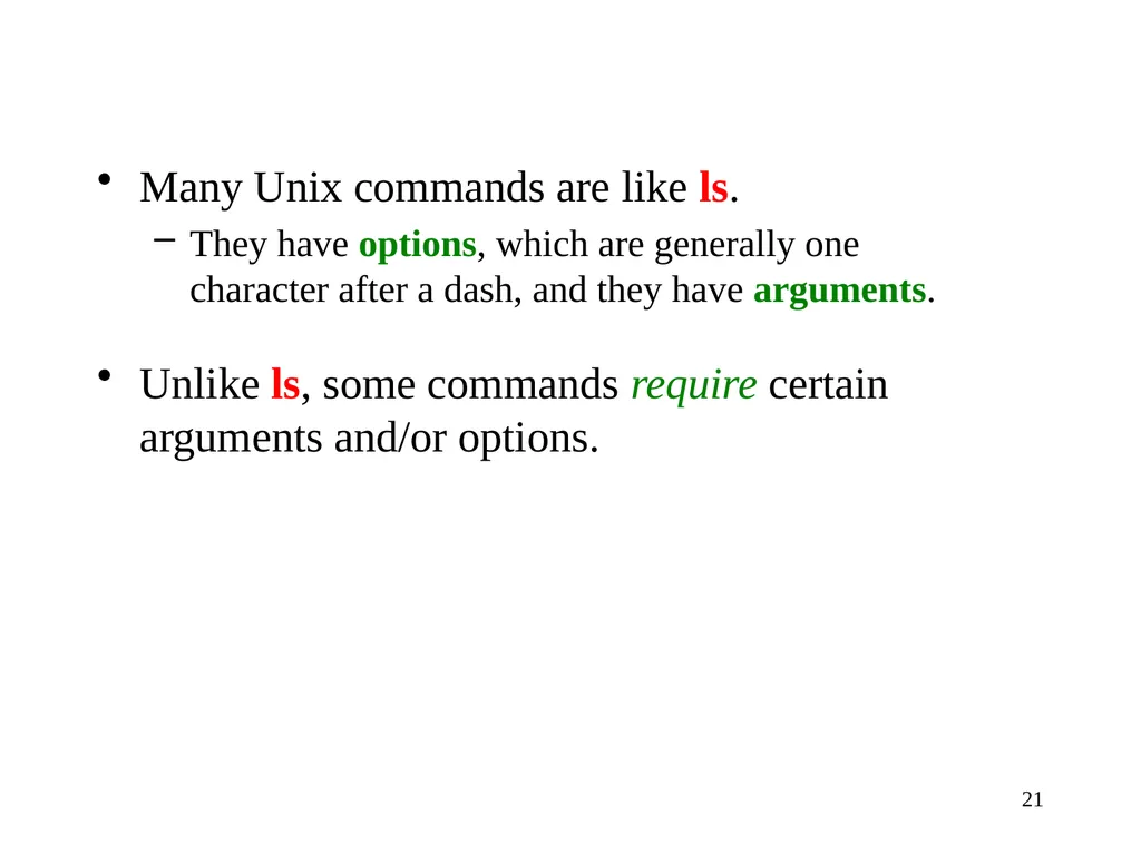 Introduction to Unix: Basic Command Line Commands - slide 21 of 48