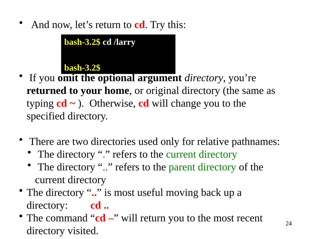 Introduction to Unix: Basic Command Line Commands - slide 24 of 48