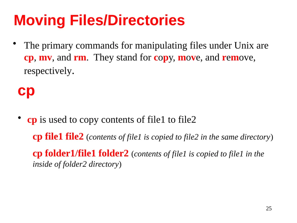 Introduction to Unix: Basic Command Line Commands - slide 25 of 48