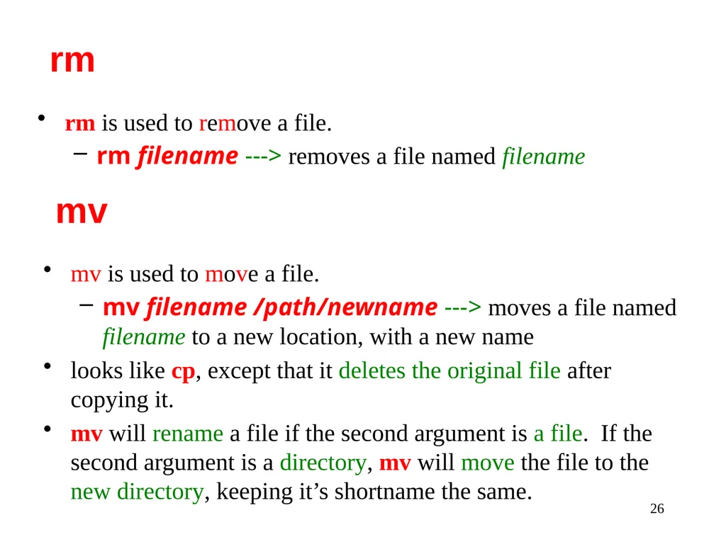 Introduction to Unix: Basic Command Line Commands - slide 26 of 48