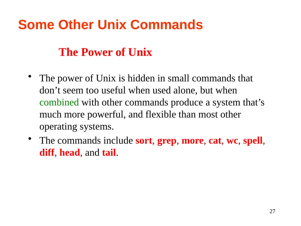 Introduction to Unix: Basic Command Line Commands - slide 27 of 48