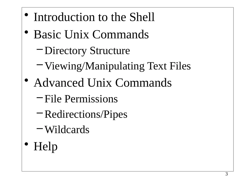 Introduction to Unix: Basic Command Line Commands - slide 3 of 48