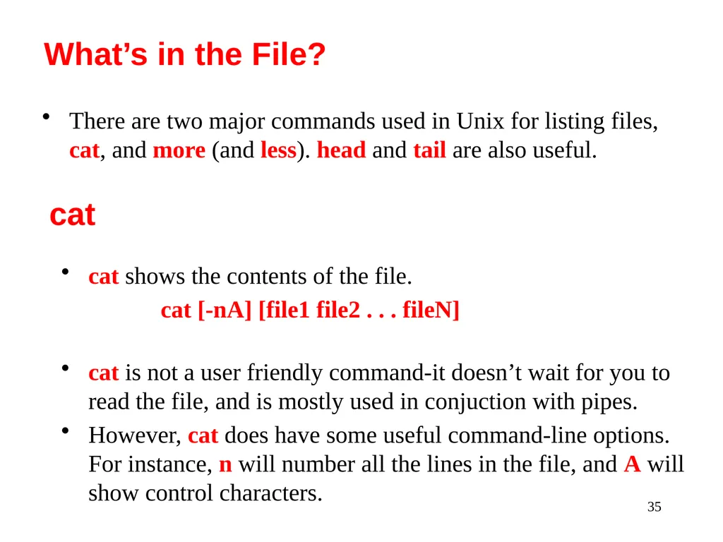 Introduction to Unix: Basic Command Line Commands - slide 35 of 48