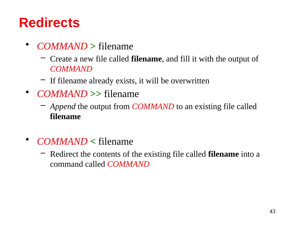 Introduction to Unix: Basic Command Line Commands - slide 43 of 48