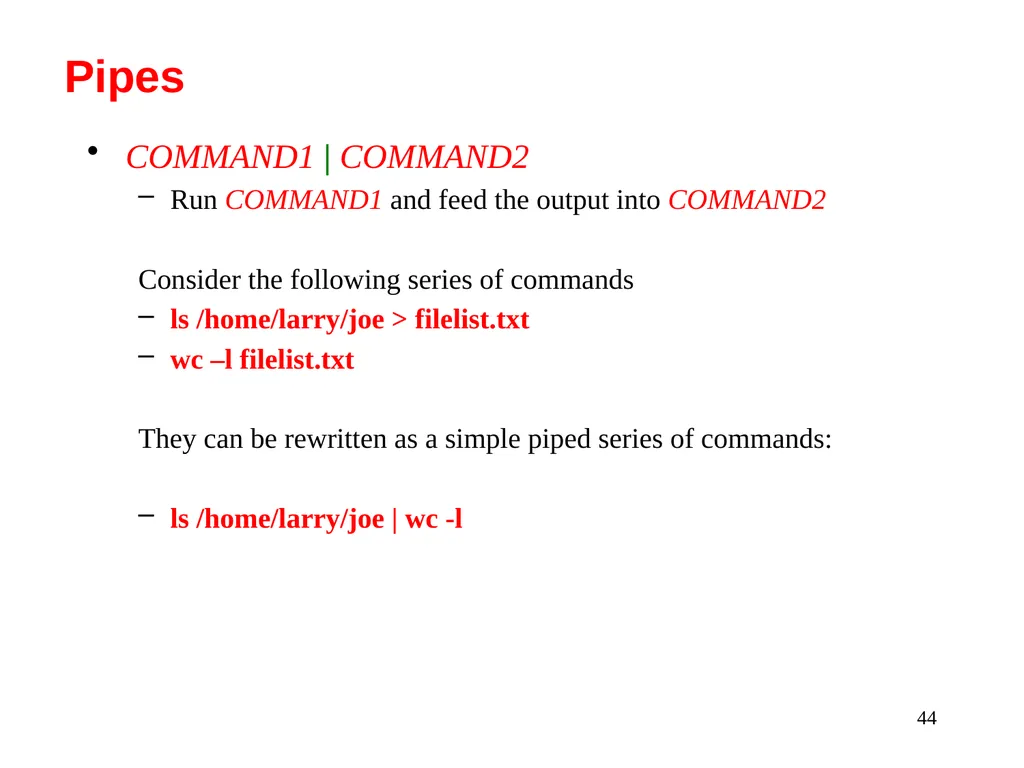 Introduction to Unix: Basic Command Line Commands - slide 44 of 48