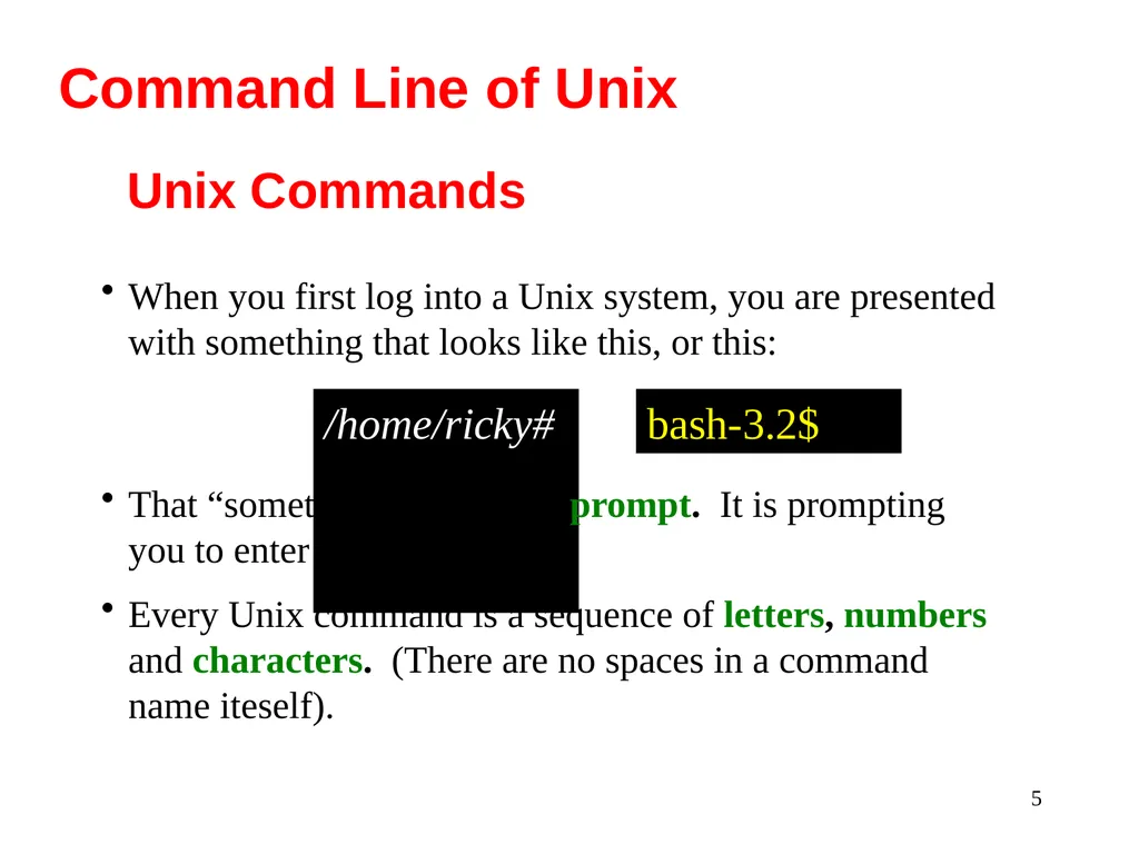 Introduction to Unix: Basic Command Line Commands - slide 5 of 48