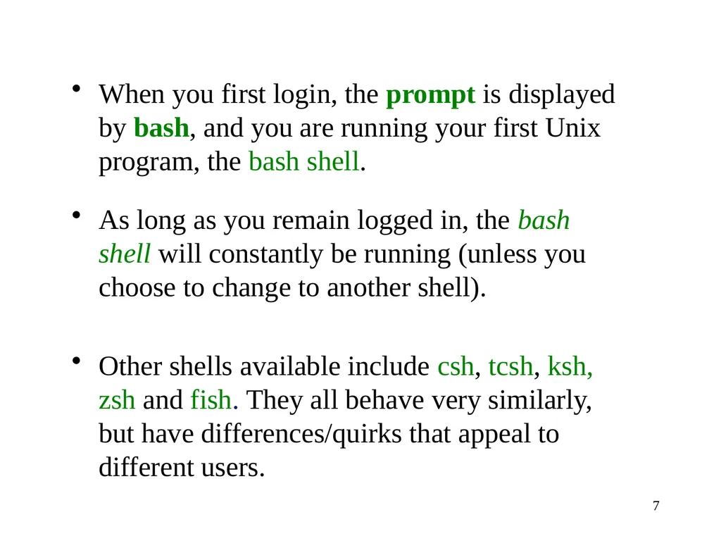 Introduction to Unix: Basic Command Line Commands - slide 7 of 48