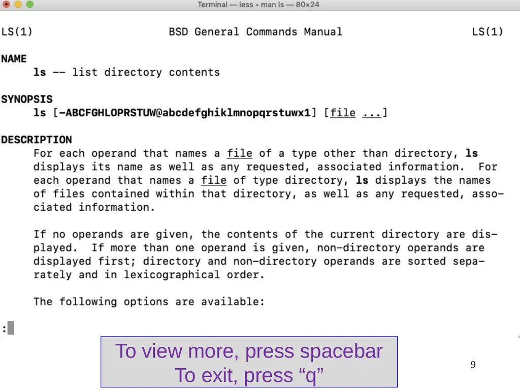 Introduction to Unix: Basic Command Line Commands - slide 9 of 48