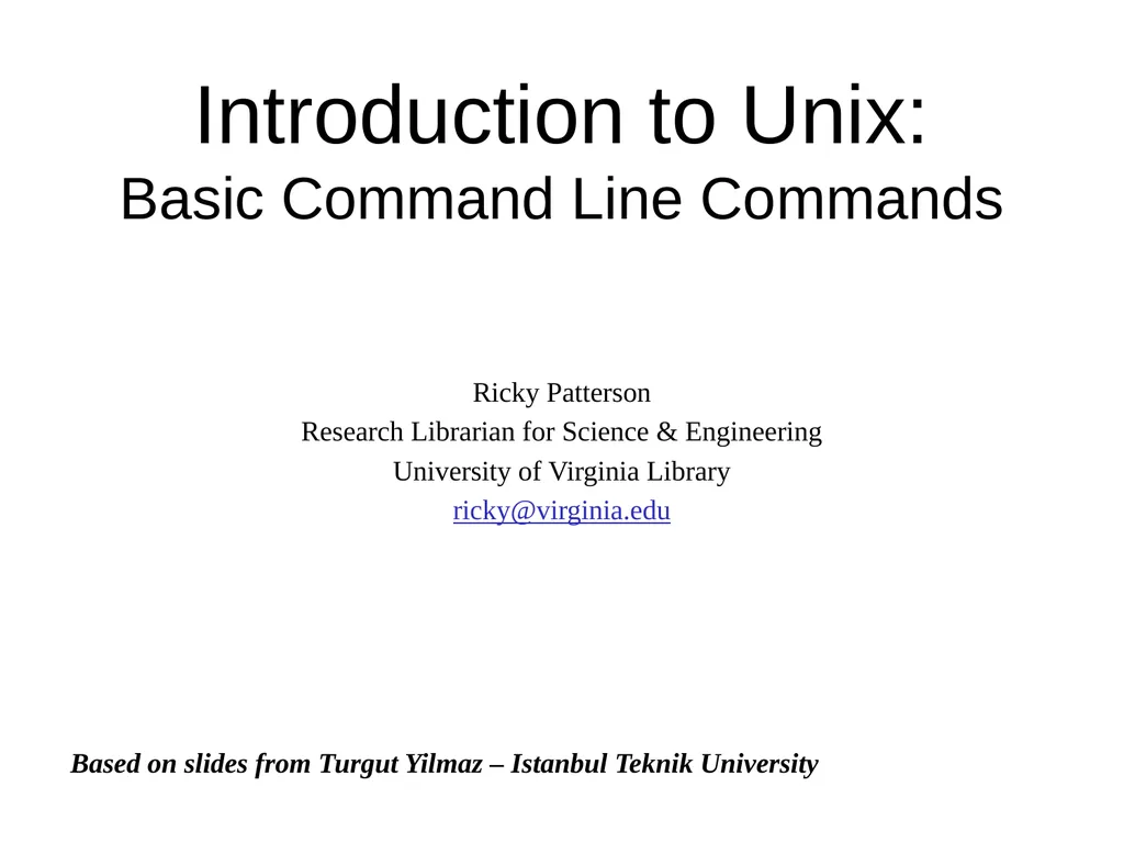 Introduction to Unix: Basic Command Line Commands - slide 1 of 48