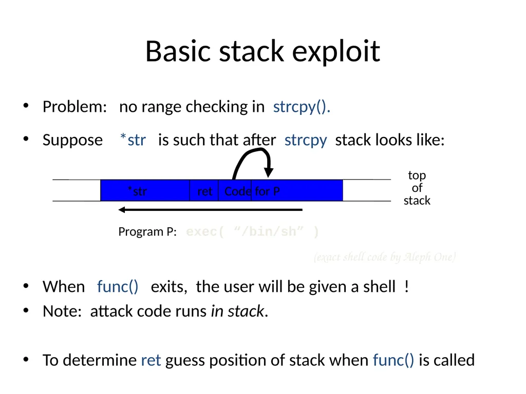 Control hijacking attacks Attacker’s goal: Take - slide 7 of 23