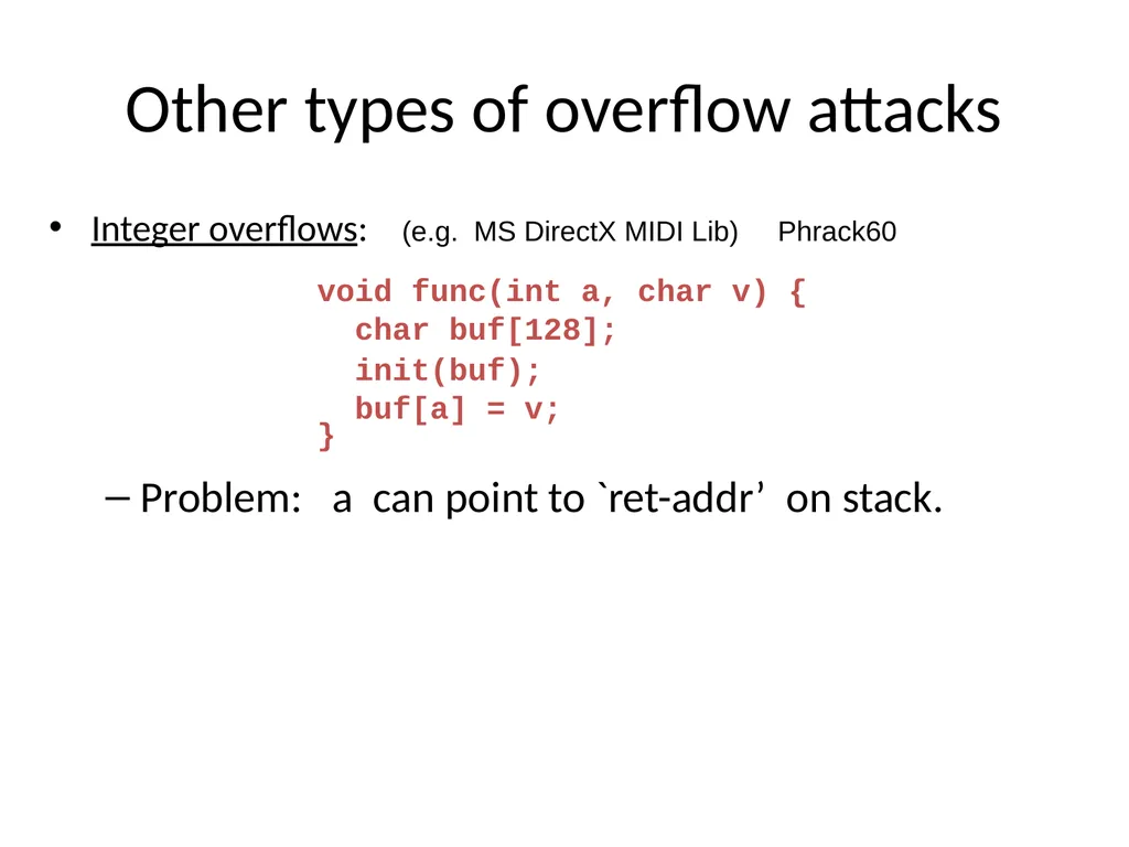 Control hijacking attacks Attacker’s goal: Take - slide 13 of 23
