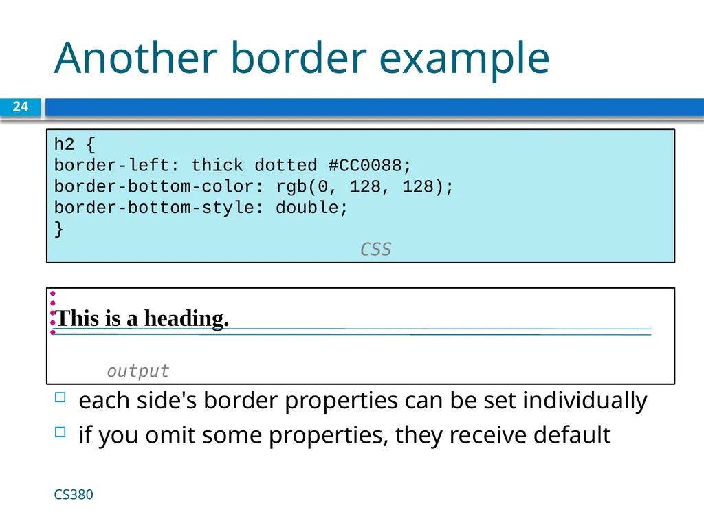 <link href="filename" type="text/css" - slide 24 of 32