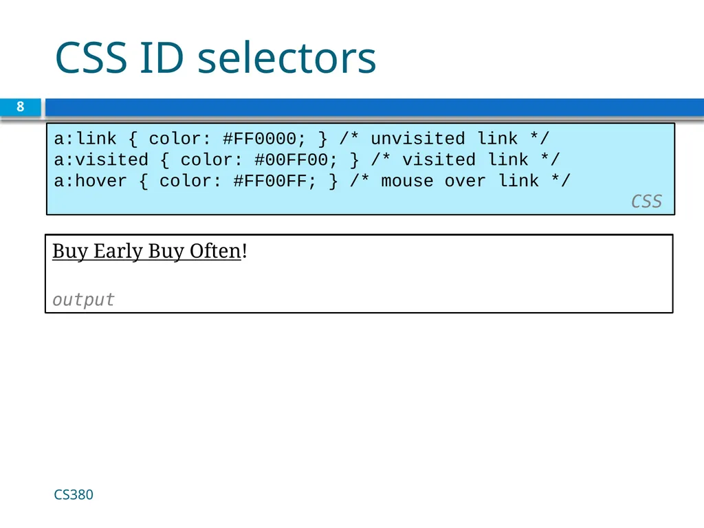 <link href="filename" type="text/css" - slide 8 of 32