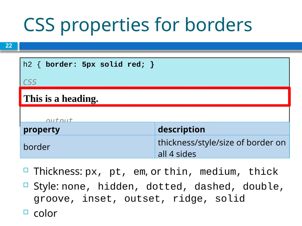 <link href="filename" type="text/css" - slide 22 of 32