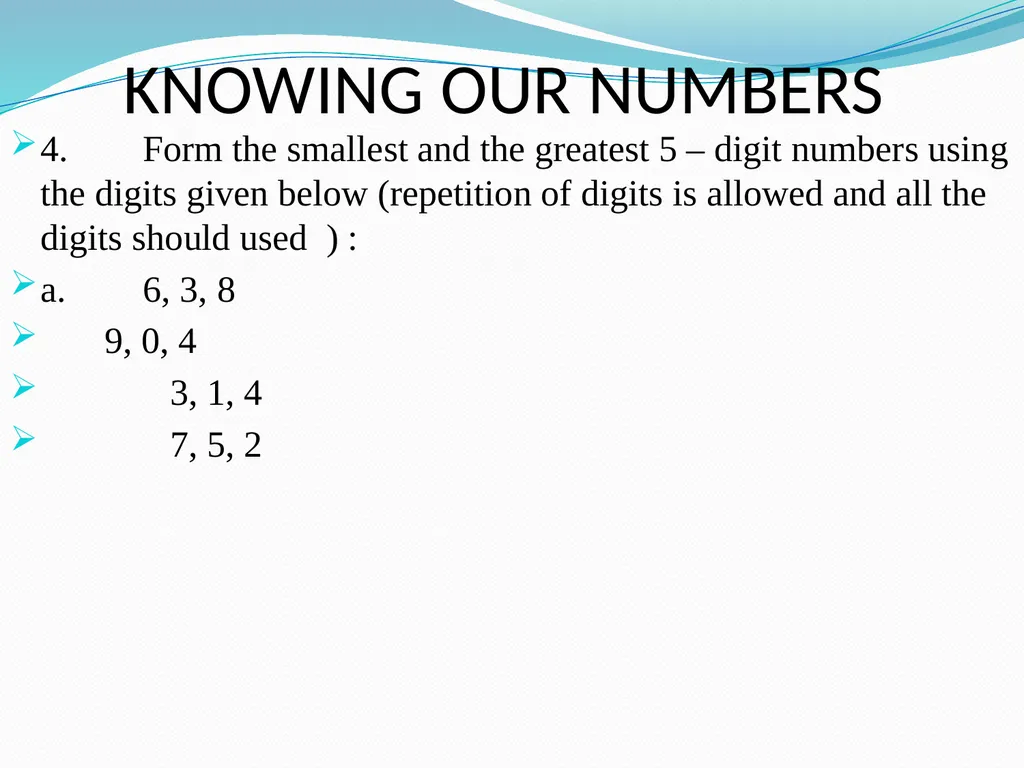 KNOWING OUR NUMBERS Place value Face value - slide 10 of 13
