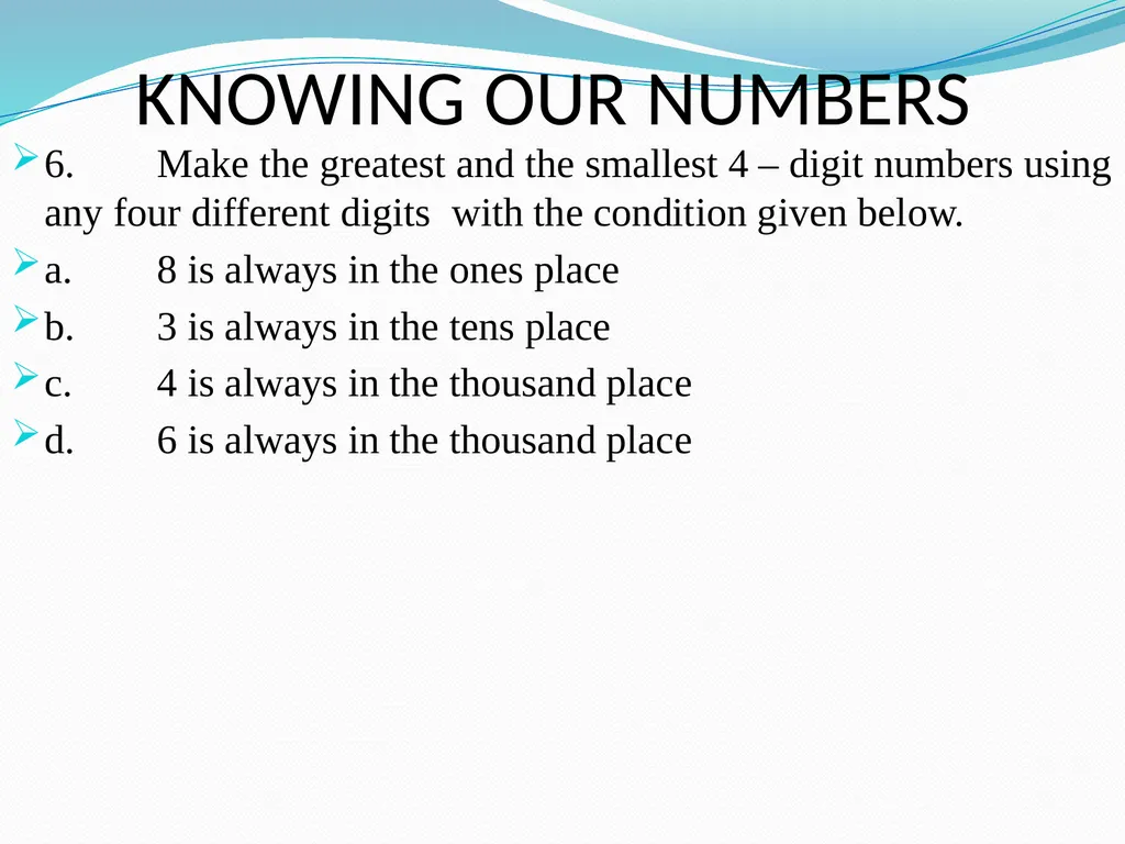 KNOWING OUR NUMBERS Place value Face value - slide 12 of 13