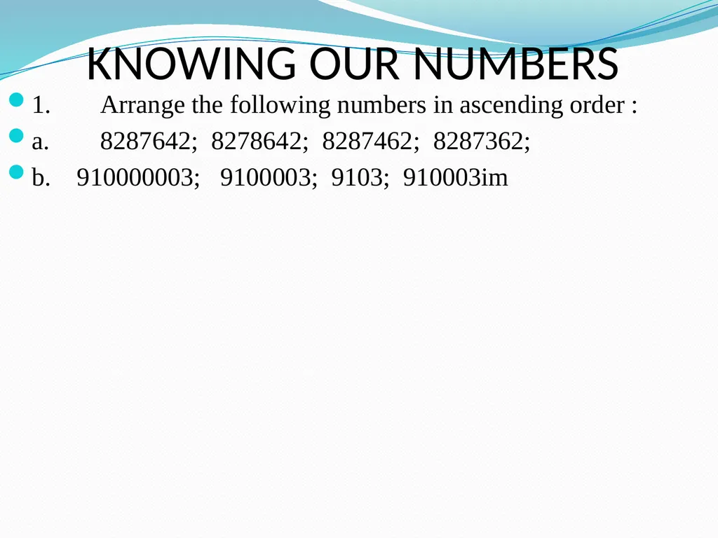KNOWING OUR NUMBERS Place value Face value - slide 6 of 13