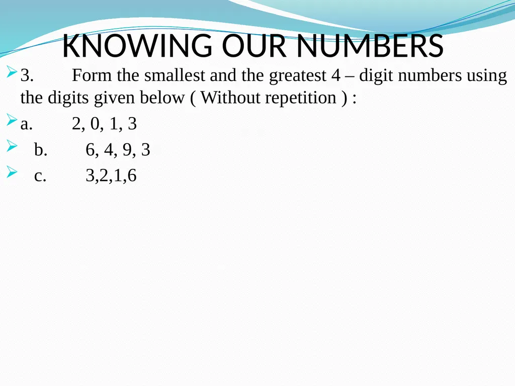 KNOWING OUR NUMBERS Place value Face value - slide 9 of 13