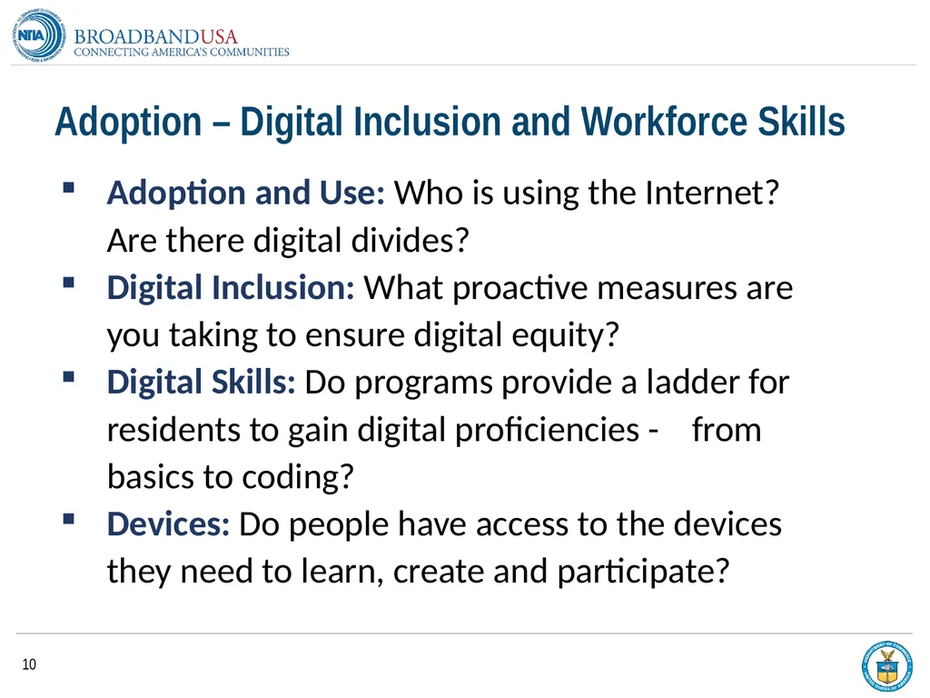 BroadbandUSA Connectivity Assessment Tool - - slide 10 of 19