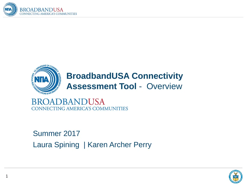 BroadbandUSA Connectivity Assessment Tool - - slide 1 of 19