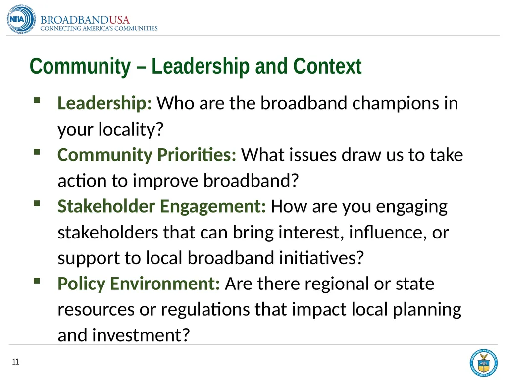 BroadbandUSA Connectivity Assessment Tool - - slide 11 of 19