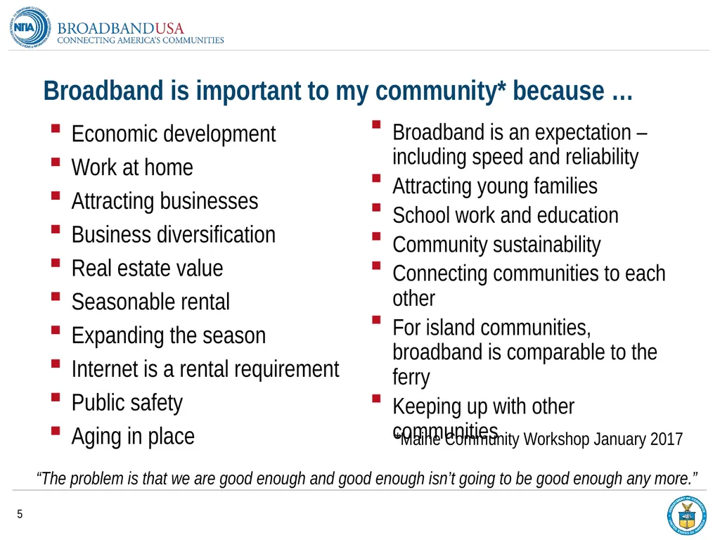 BroadbandUSA Connectivity Assessment Tool - - slide 5 of 19