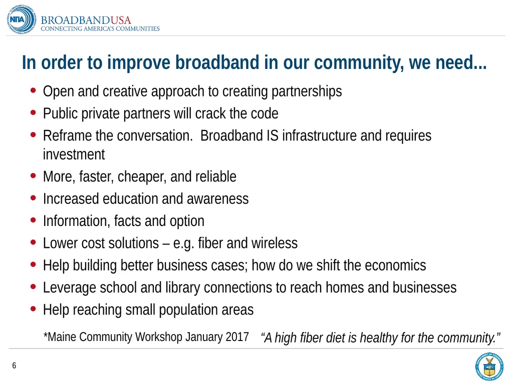 BroadbandUSA Connectivity Assessment Tool - - slide 6 of 19