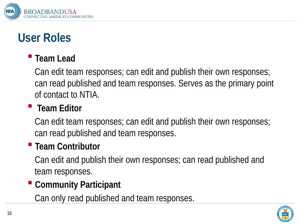 BroadbandUSA Connectivity Assessment Tool - - slide 16 of 19
